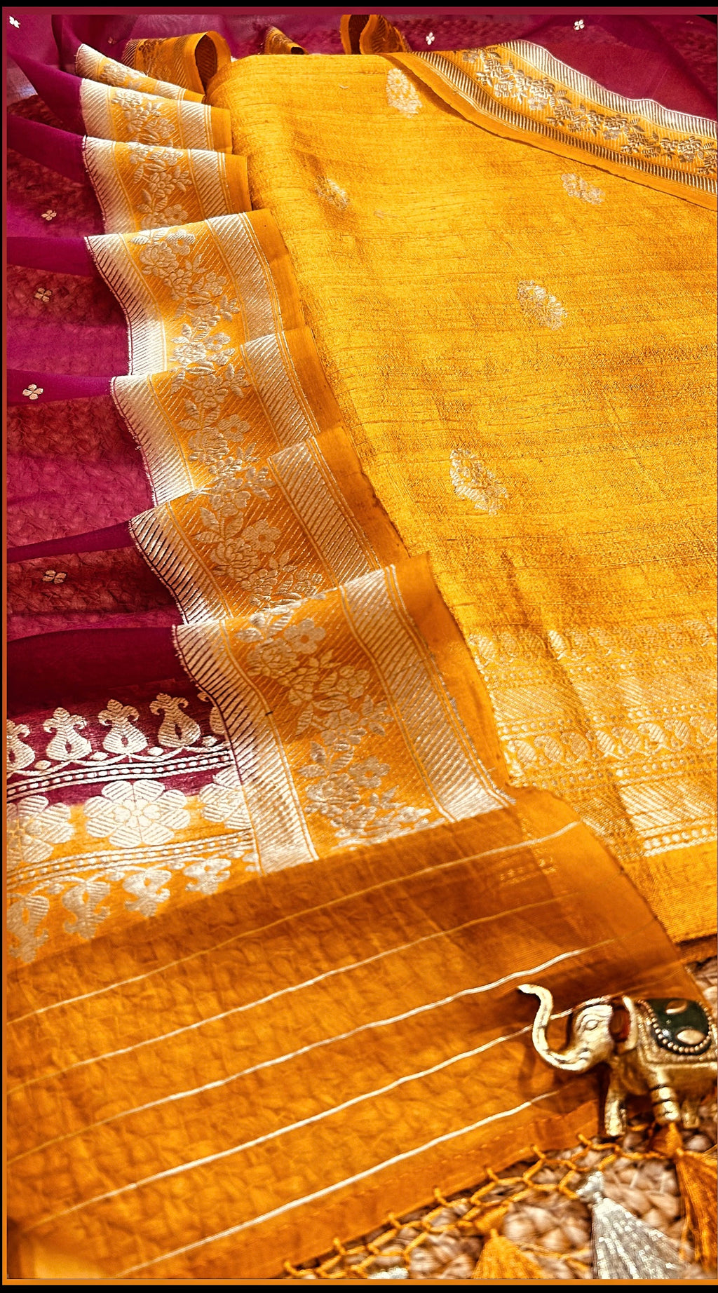 SWARNA MUSTARD AND WINE 👣 Rooted in Royal Khadhi Threads