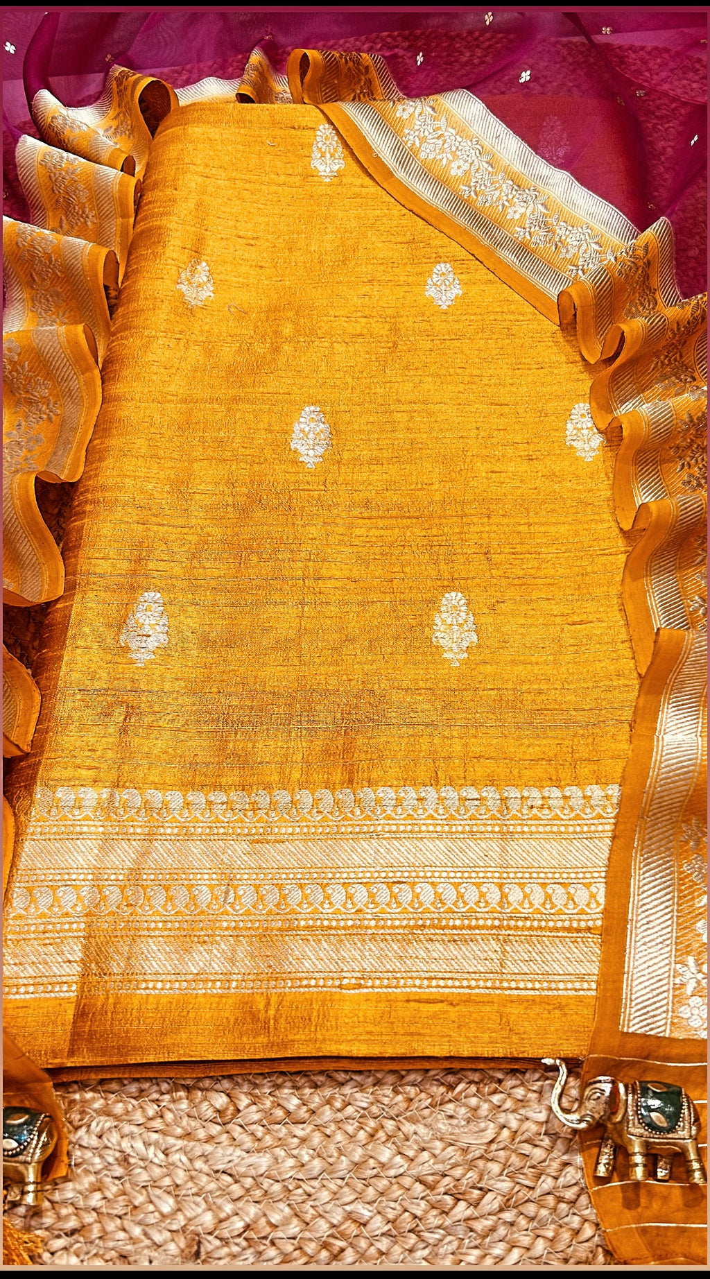 SWARNA MUSTARD AND WINE 👣 Rooted in Royal Khadhi Threads