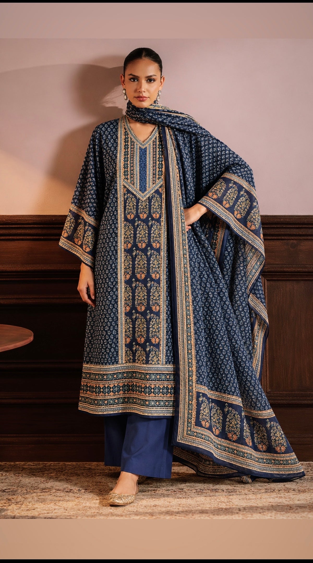 ANITA — The Heritage Print Edit | Deep, Muted Navy-Indigo