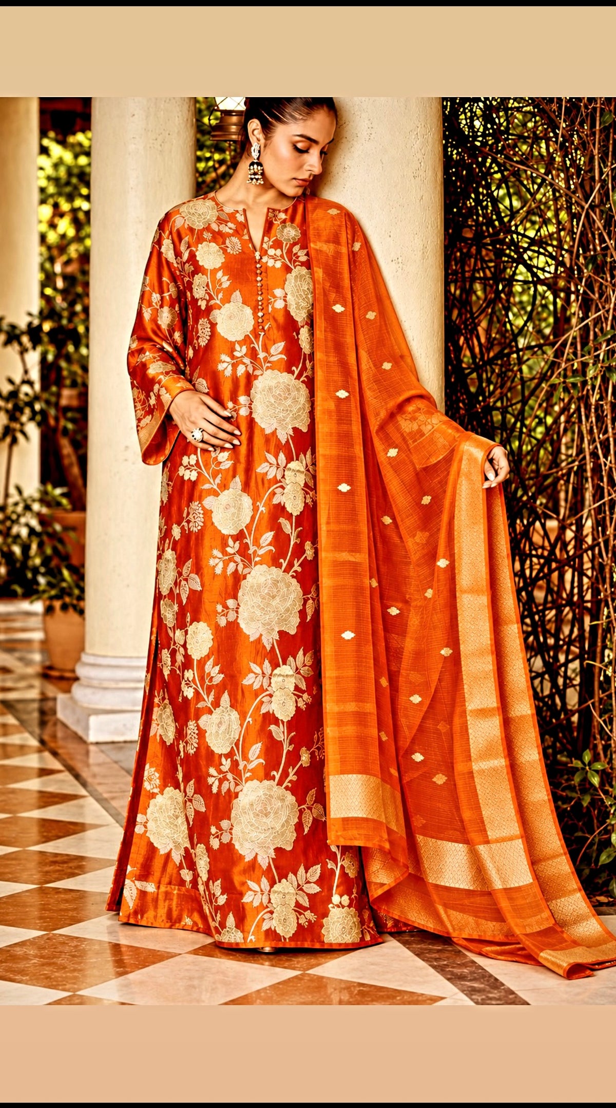 KHINKHWAB | Pure Silks | Burnt Tangerine |