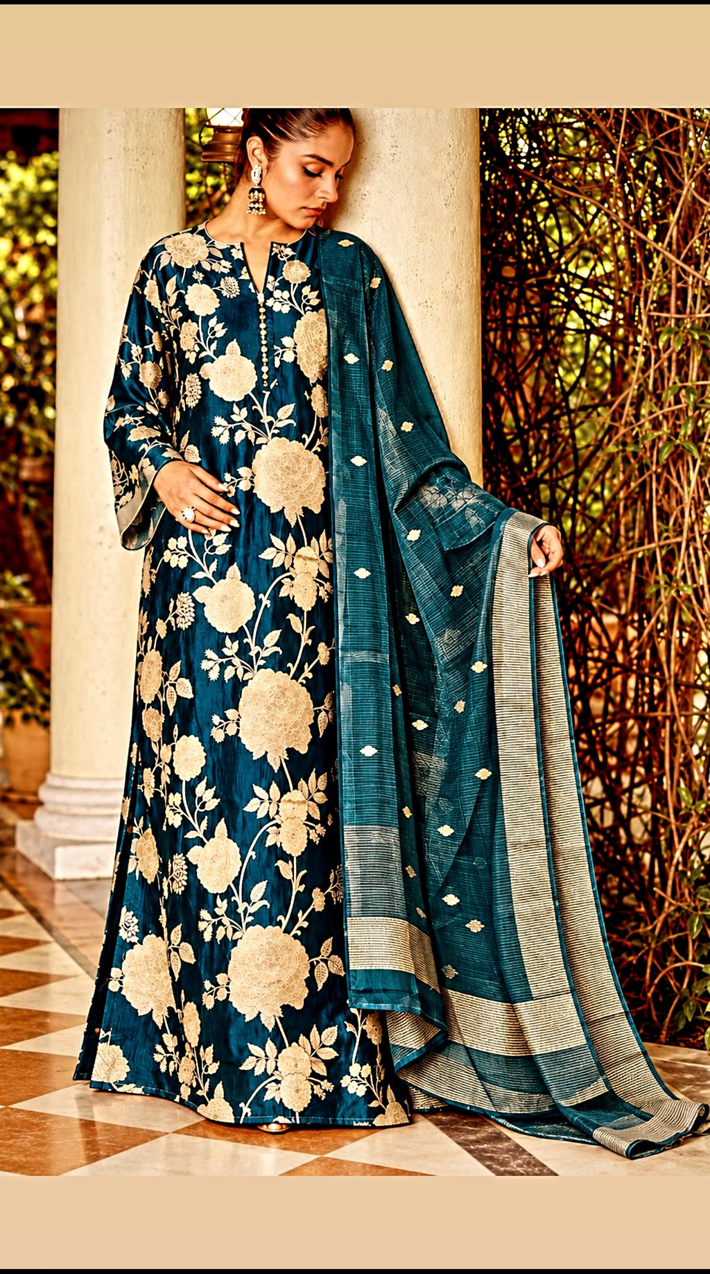 KHINKHWAB | Pure Silks | Deep Peacock Teal |