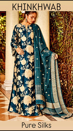 KHINKHWAB | Pure Silks | Deep Peacock Teal |