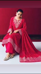 बंधेज | Ｐｕｒｅ Ｓｉｌｋ | Royal Fuchsia Pink