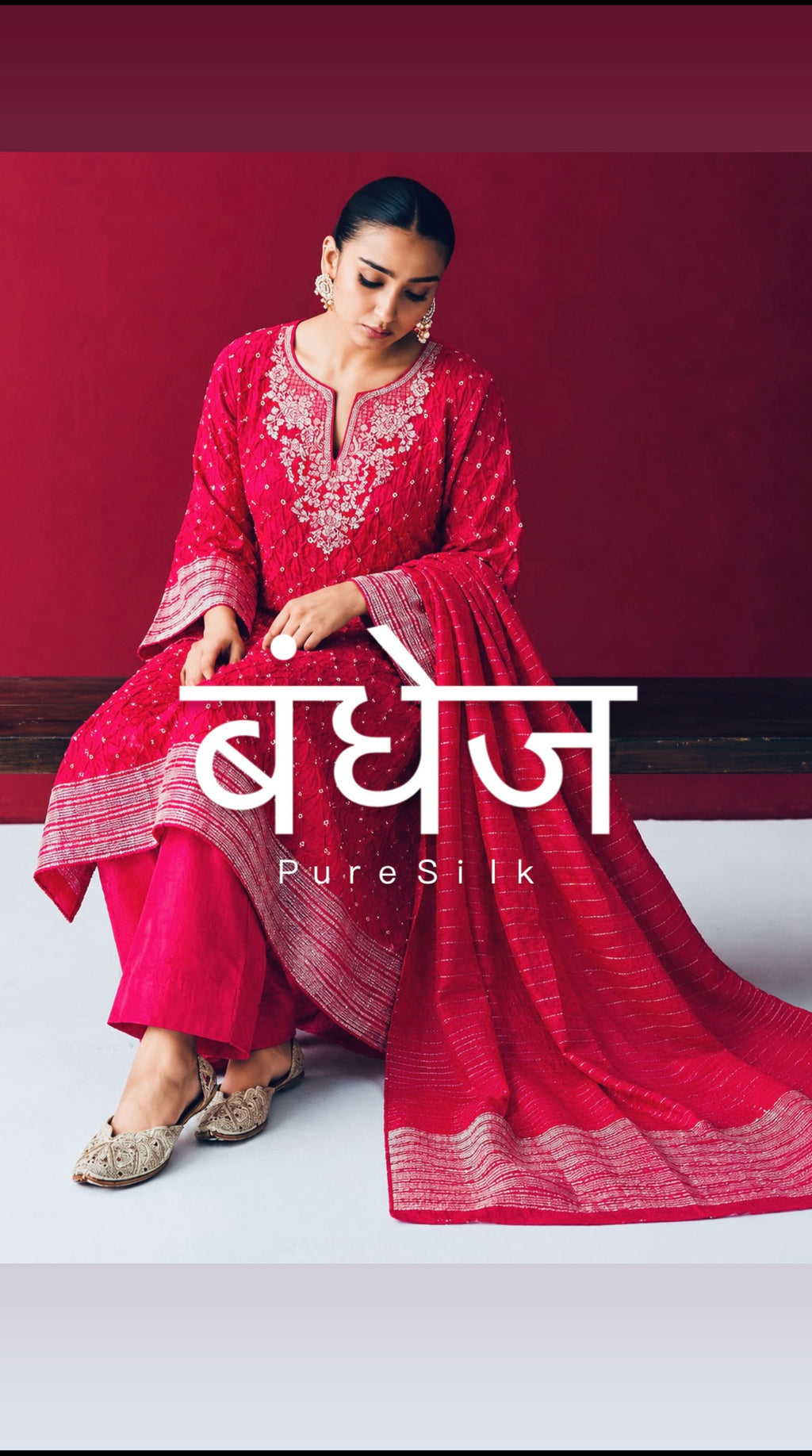 बंधेज | Ｐｕｒｅ Ｓｉｌｋ | Royal Fuchsia Pink