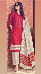 ROOH | Ruby Crimson | Two-Piece Khadhi Ensemble