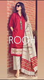 ROOH | Ruby Crimson | Two-Piece Khadhi Ensemble